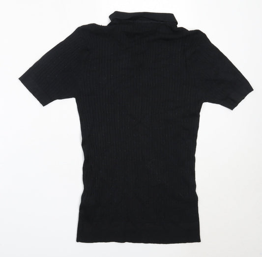 Boohoo Mens Black  Viscose  Polo Size S Collared