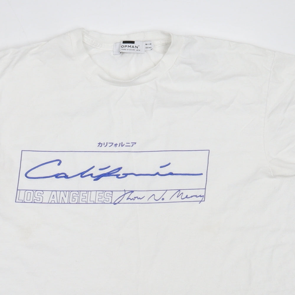 Topman Mens White  Cotton  T-Shirt Size S Round Neck