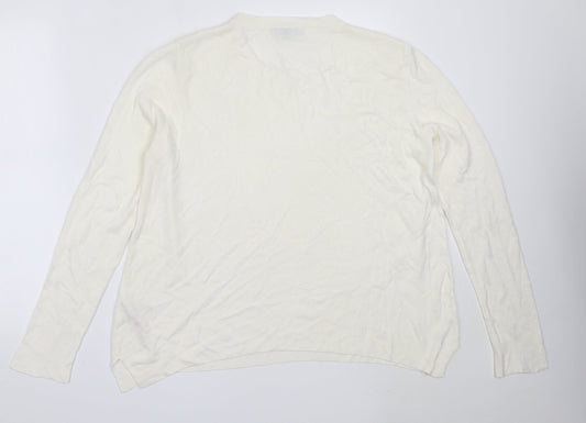 Marks and Spencer Womens Ivory Round Neck  Acrylic Pullover Jumper Size 16