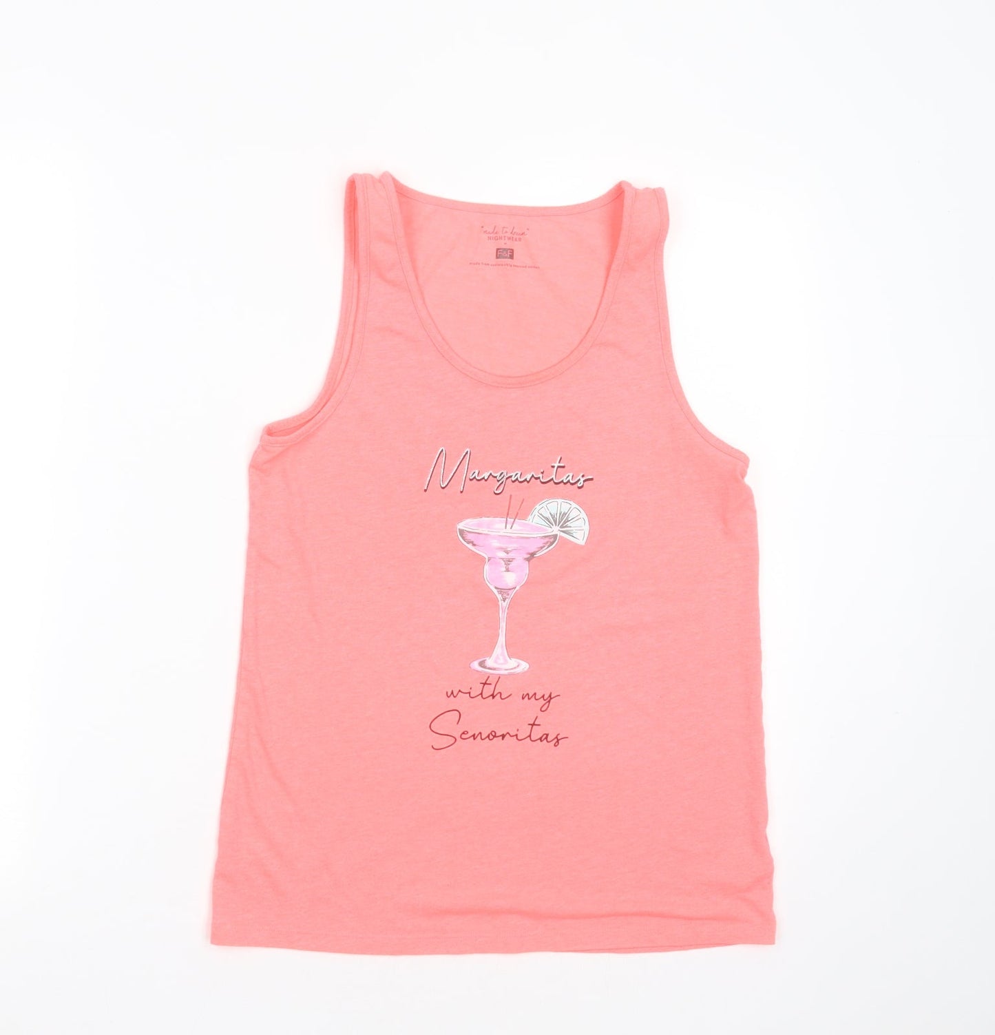 F&F Womens Pink Solid Polyester Top Pyjama Top Size 8   - Margaritas