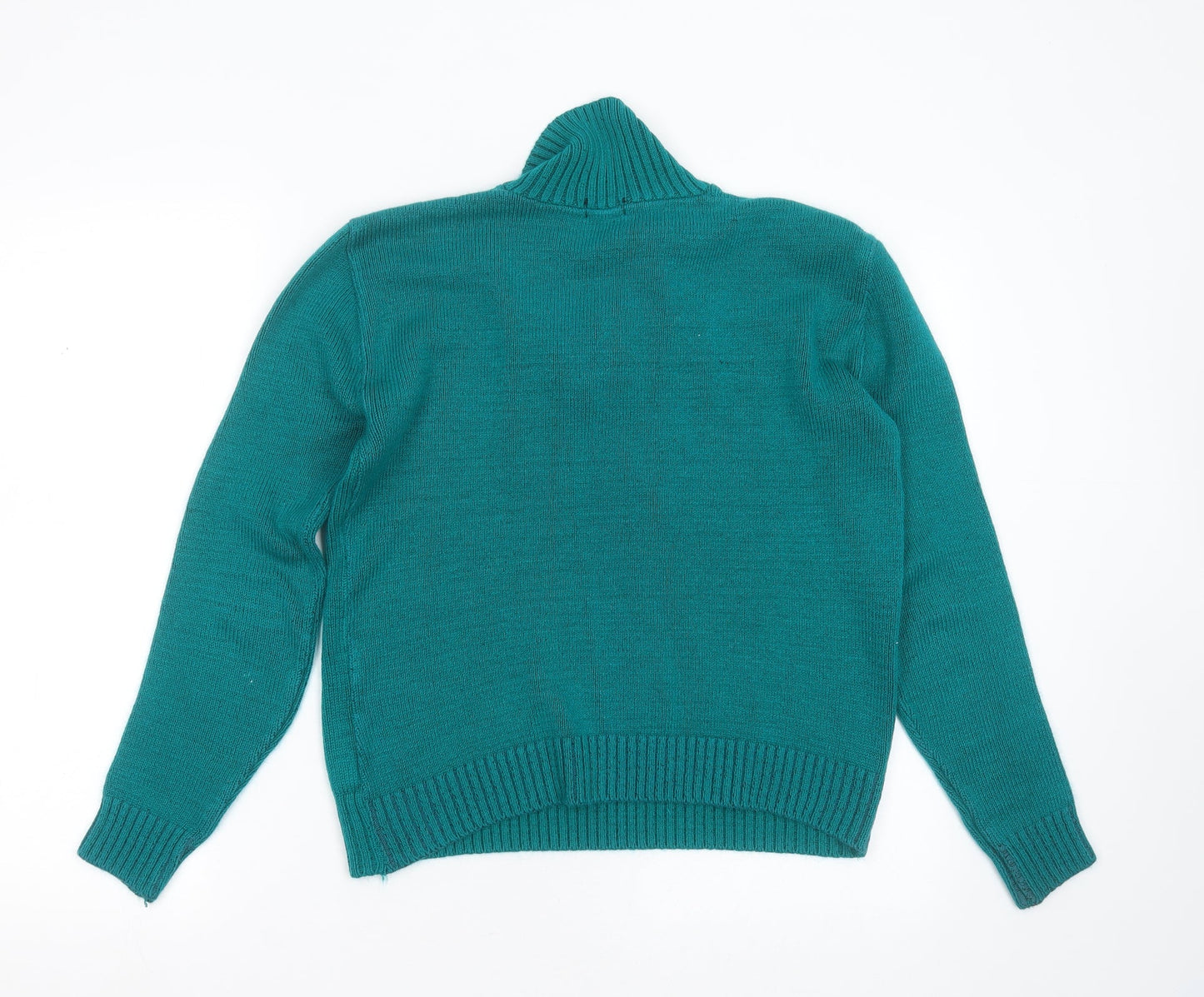 Fashion Alert Womens Green V-Neck Geometric Acrylic Pullover Jumper Size S