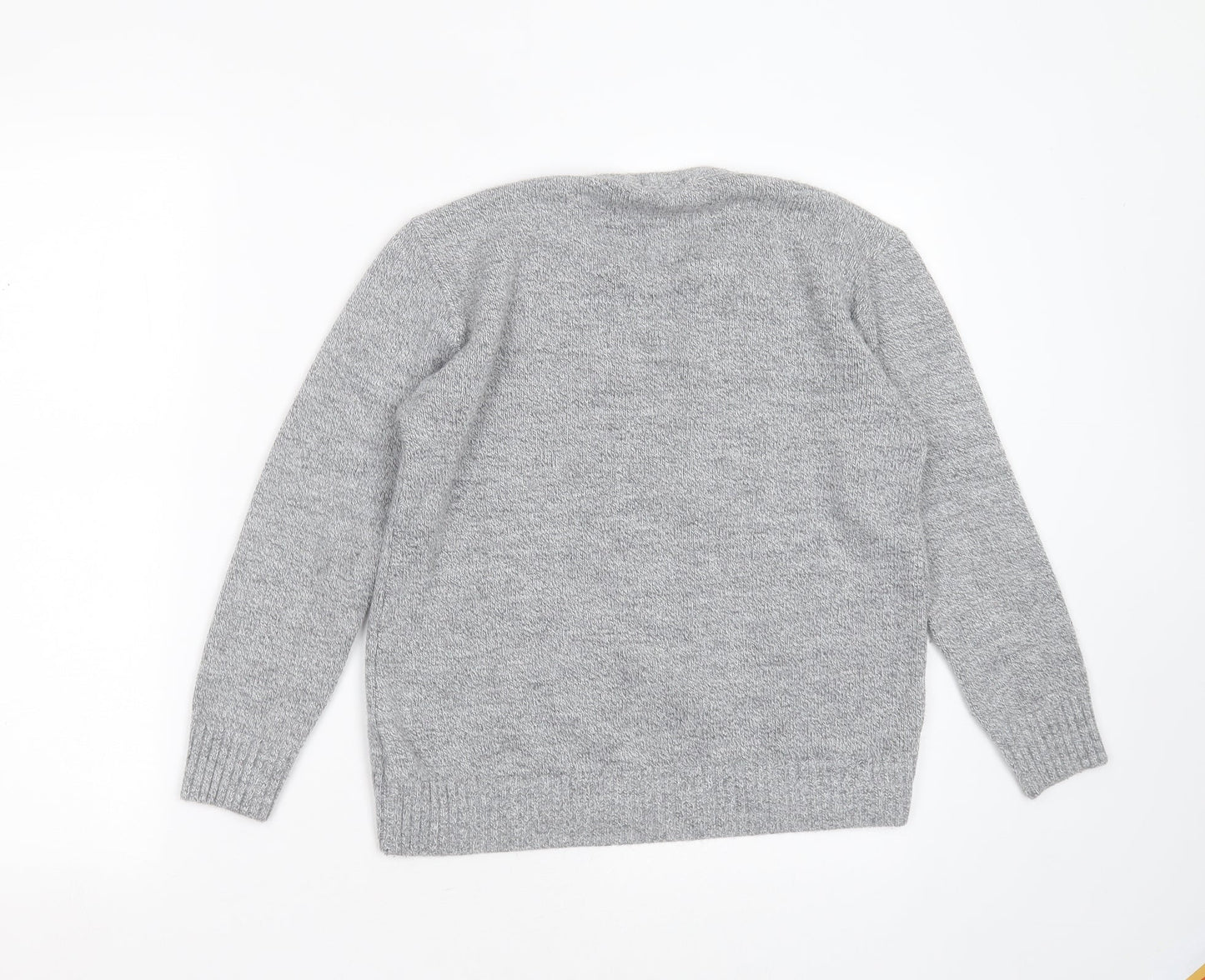 Choice Collection Womens Grey Round Neck Striped Acrylic Pullover Jumper Size S