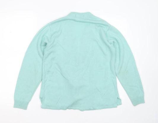 reflect knitwear Womens Green V-Neck Geometric Acrylic Cardigan Jumper Size S