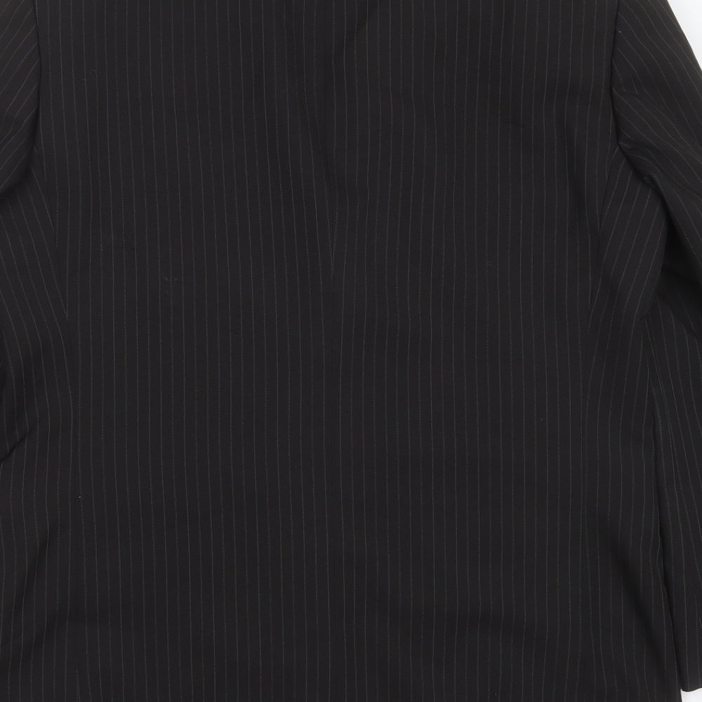 Taylor & Wright Mens Black Striped Polyester Jacket Suit Jacket Size 42