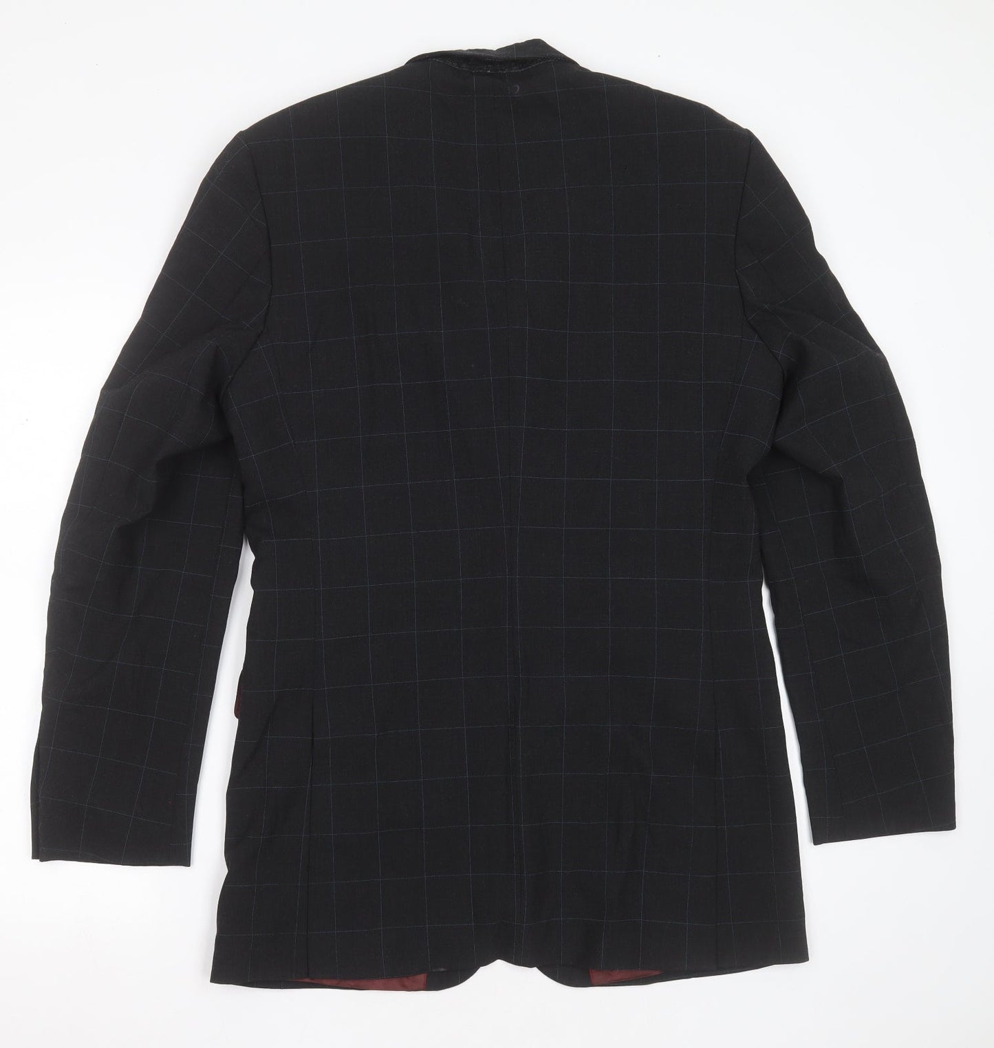 Burton Mens Grey Check Polyester Jacket Suit Jacket Size 38