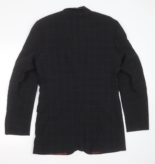 Burton Mens Grey Check Polyester Jacket Suit Jacket Size 38