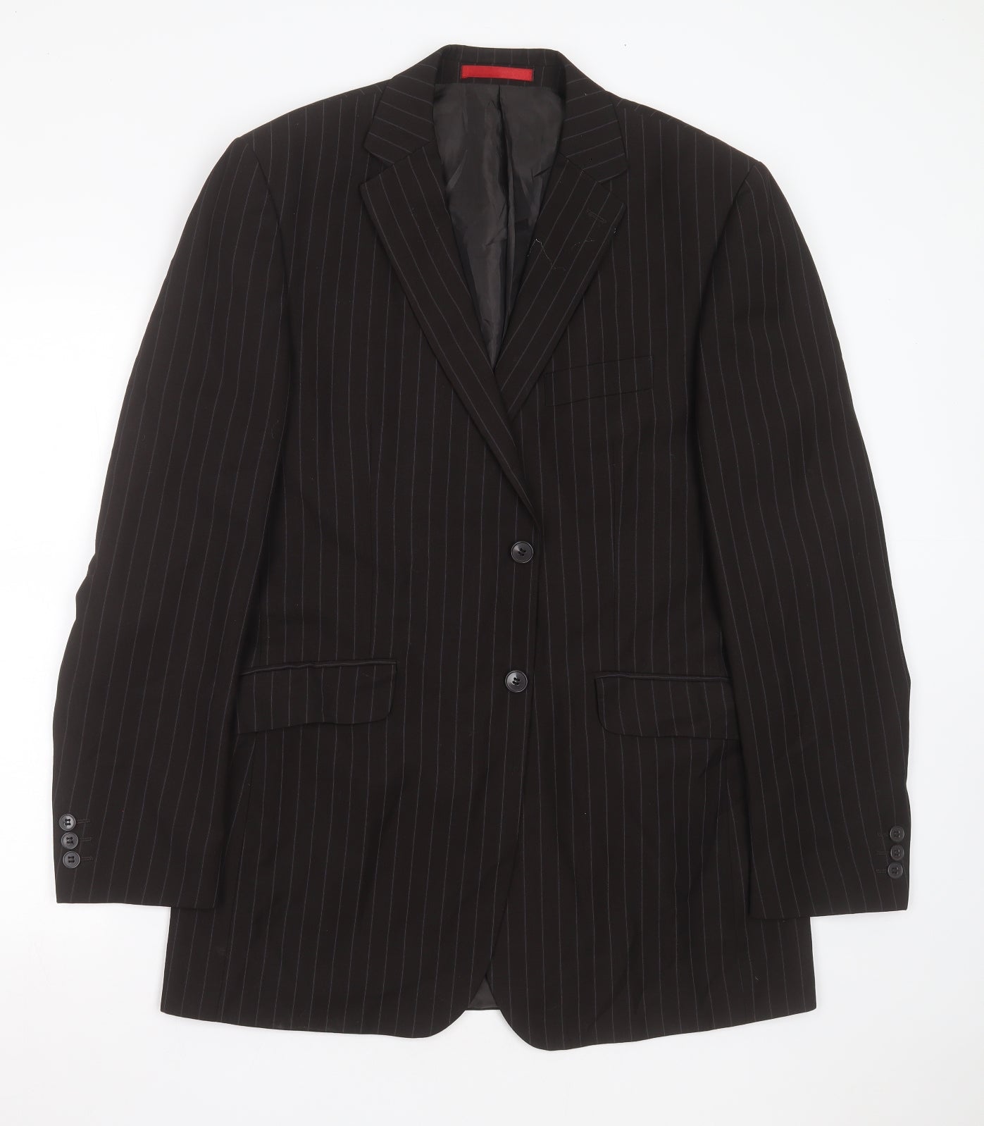 Burton Mens Brown Striped Polyester Jacket Suit Jacket Size 42