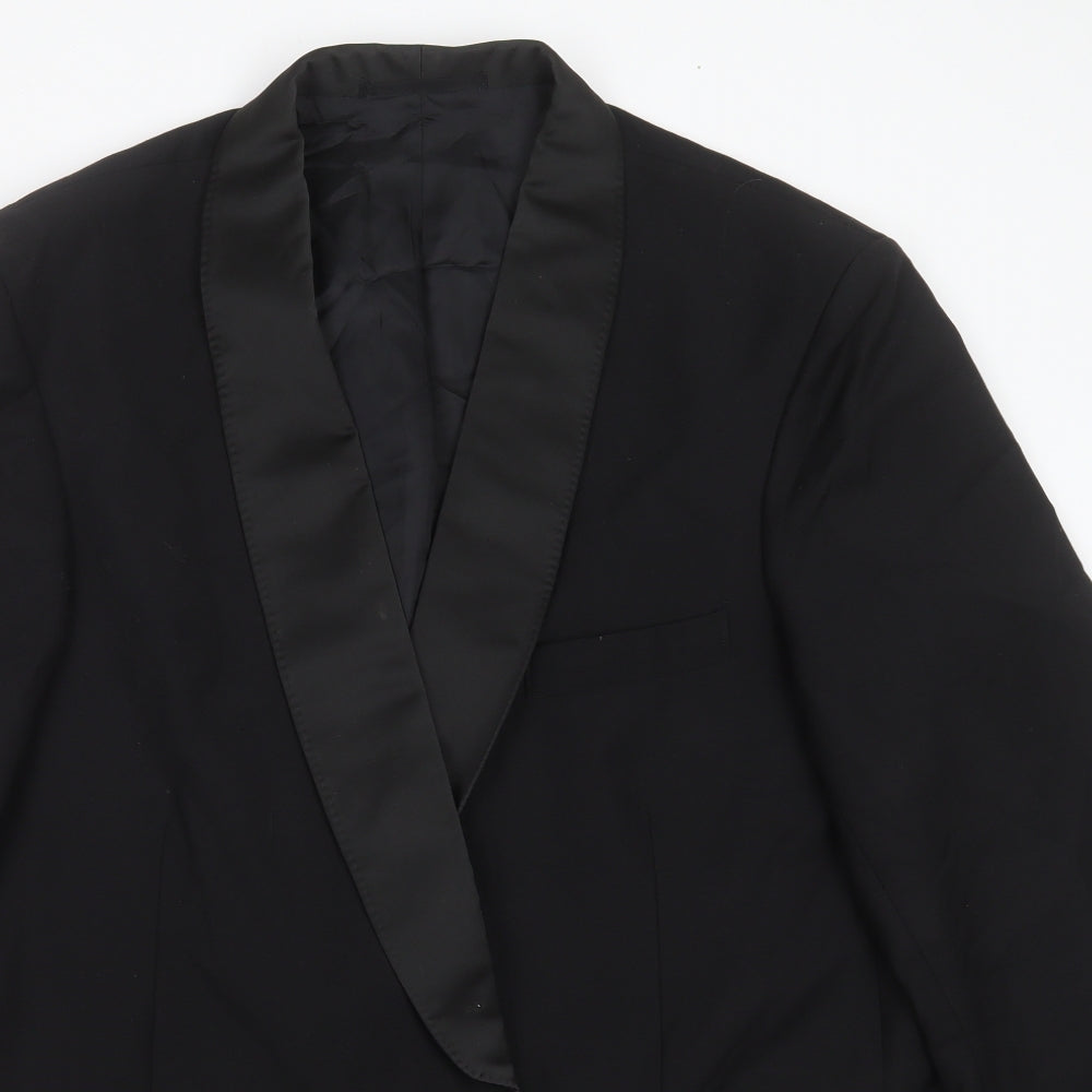 Preworn Mens Black  Polyester Jacket Suit Jacket Size 46