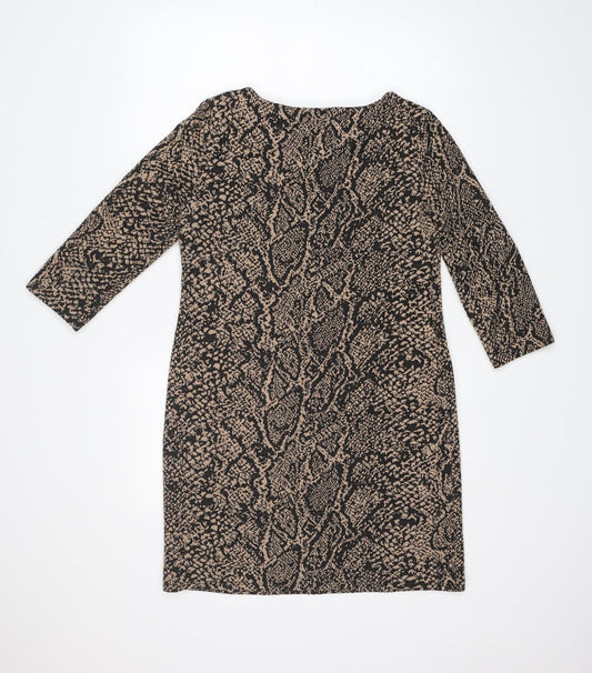 Dorothy Perkins Womens Multicoloured Animal Print Polyester A-Line  Size 12  Boat Neck