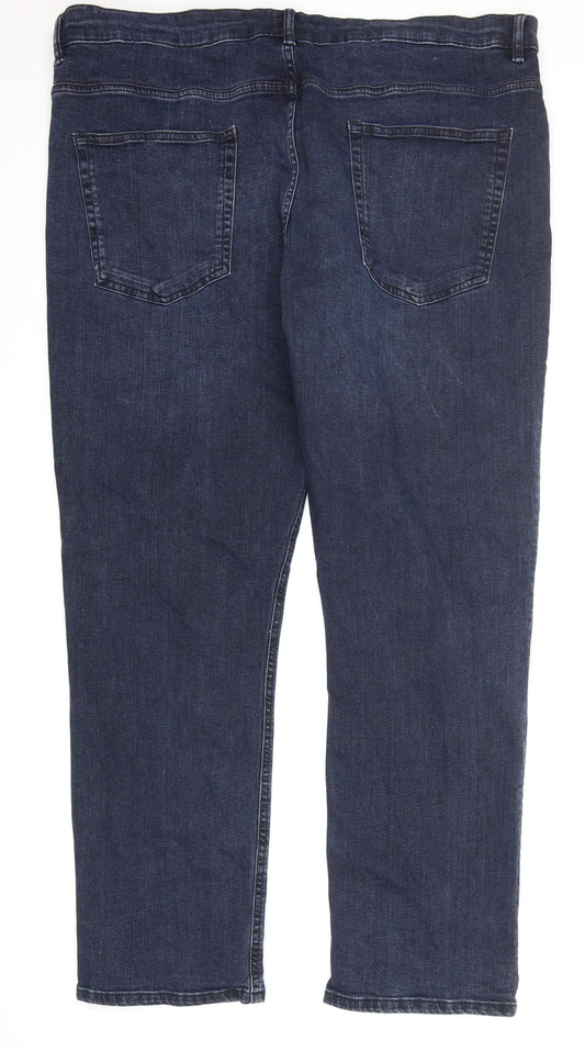 George Womens Blue  Cotton Straight Jeans Size 42 in L21 in Regular Zip