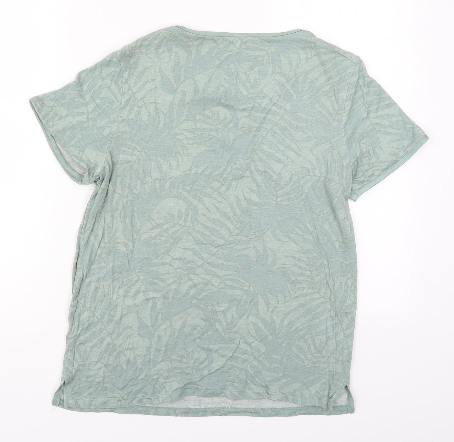 Primark Womens Green Solid Viscose Top Pyjama Top Size 6   - Leaf Prints