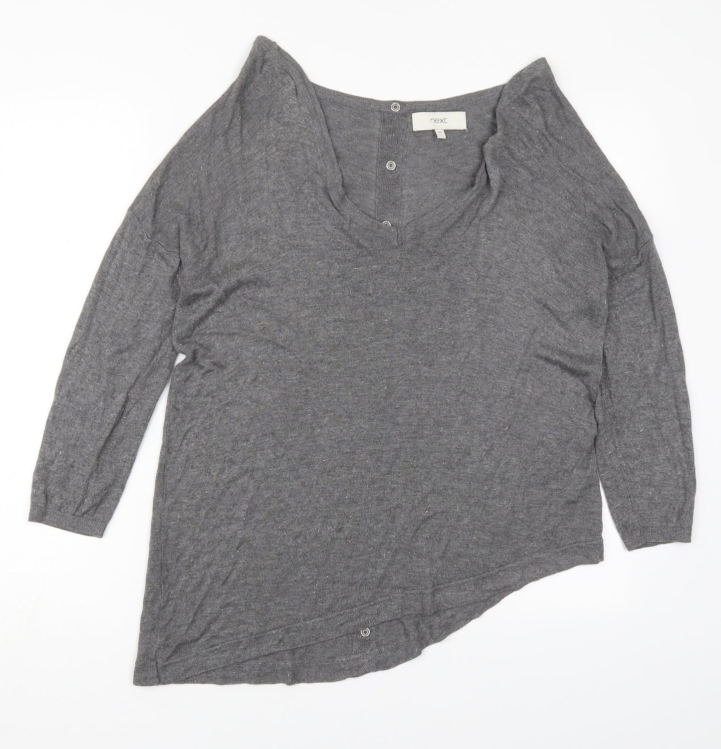 NEXT Womens Grey V-Neck  Viscose Pullover Jumper Size 10