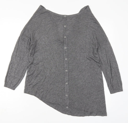 NEXT Womens Grey V-Neck  Viscose Pullover Jumper Size 10