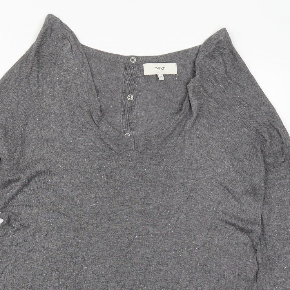 NEXT Womens Grey V-Neck  Viscose Pullover Jumper Size 10