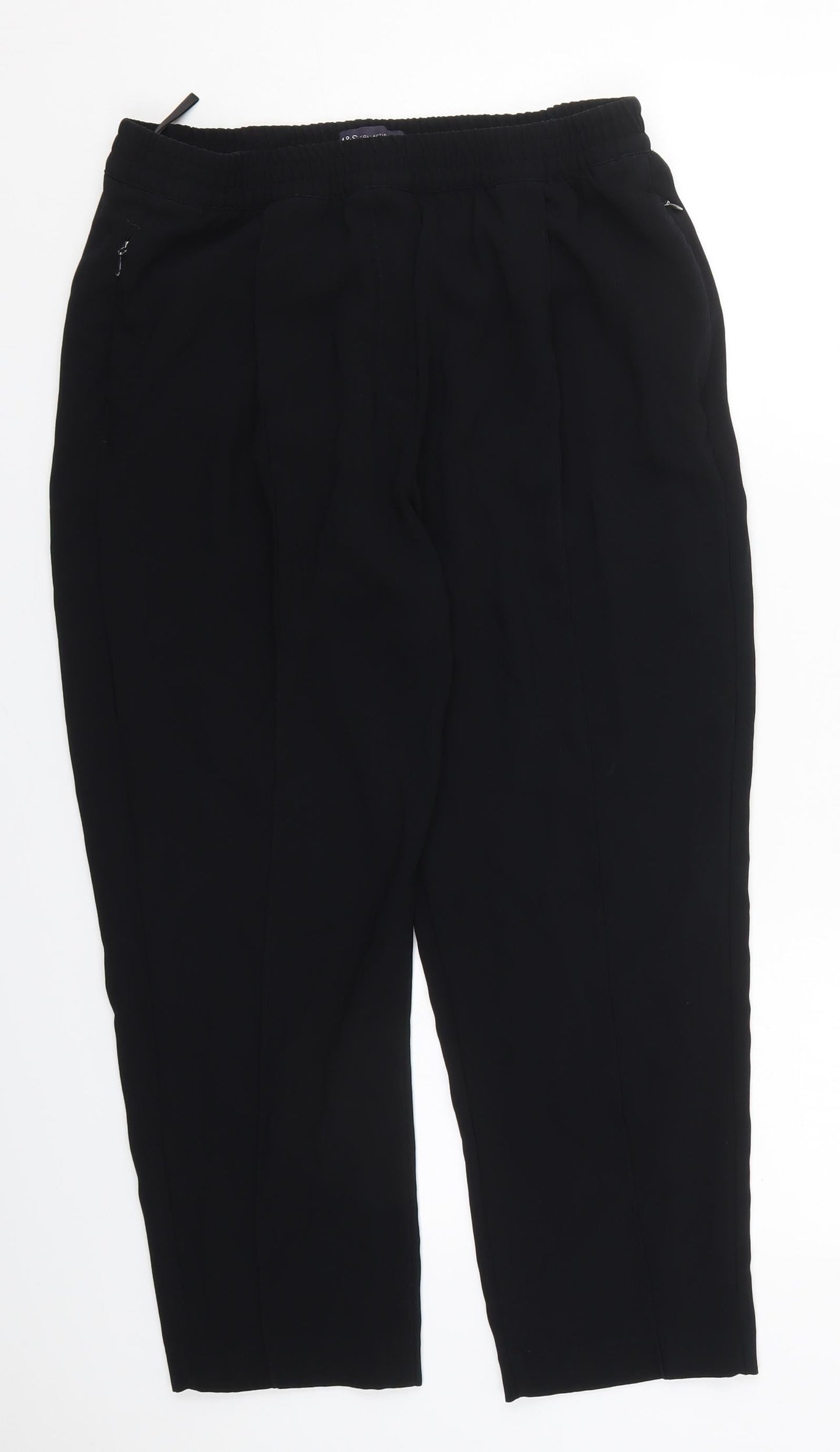 Marks and Spencer Womens Black  Polyester Trousers  Size 14 L24 in Regular