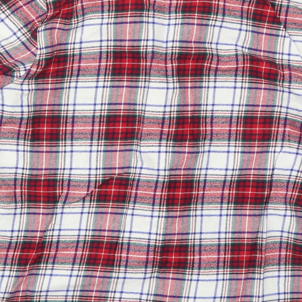 Marks and Spencer Womens Red Check Cotton Top Pyjama Top Size 8  Button