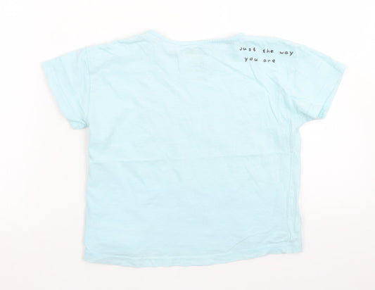 George Boys Blue  Cotton Basic T-Shirt Size 5-6 Years Crew Neck
