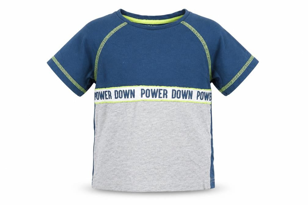 Matalan Boys Blue Colourblock Cotton Basic T-Shirt Size 5 Years Crew Neck