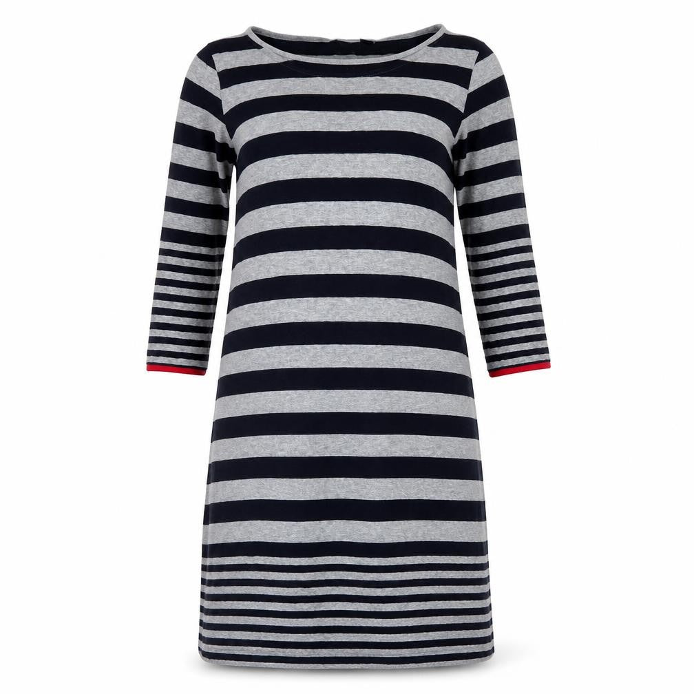 Autograph Womens Grey Striped Viscose A-Line  Size 12  Round Neck