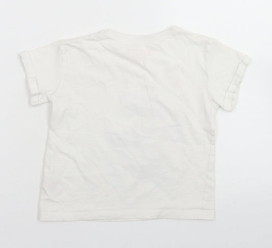E-vie Angel Girls White  Cotton Basic T-Shirt Size 3-4 Years Crew Neck  - Poodle