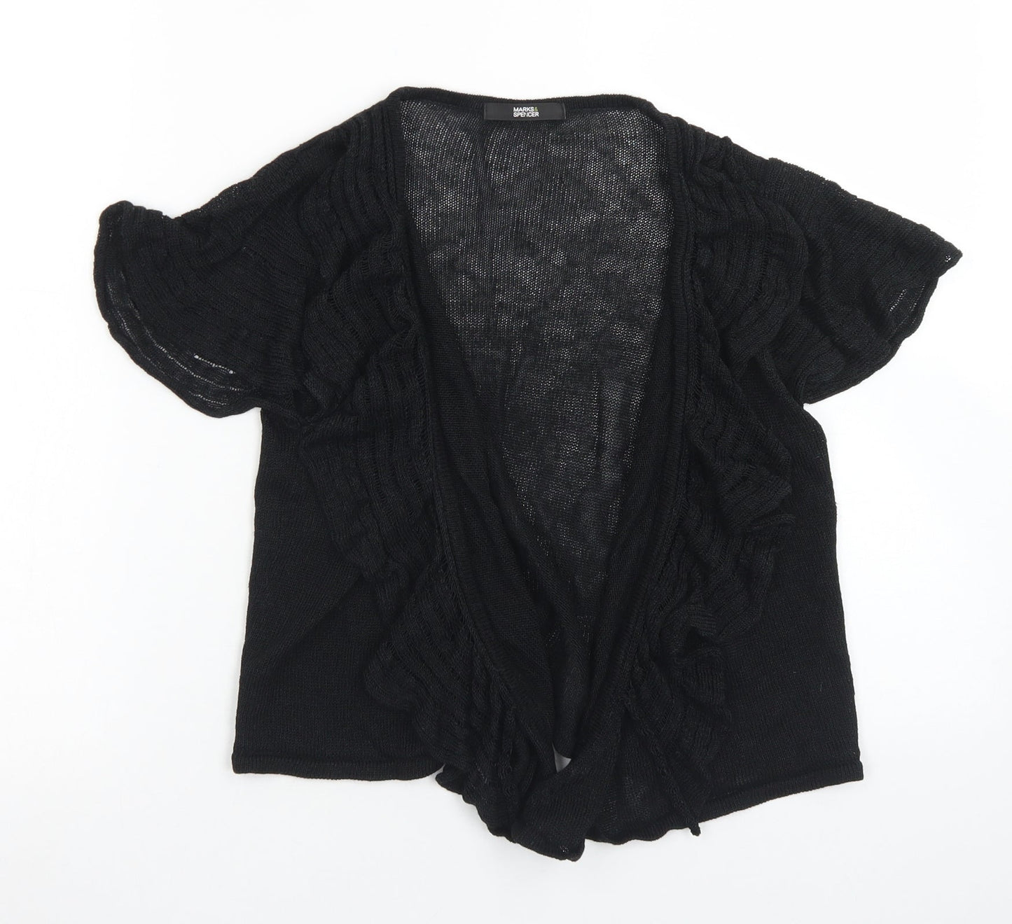 Marks & Spencer Womens Black Round Neck  Linen Cardigan Jumper Size 12