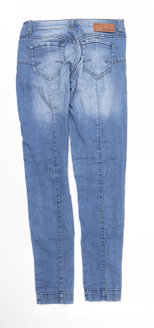 TALLY WEiJL Womens Blue  Cotton Skinny Jeans Size 10 L30 in Regular Zip