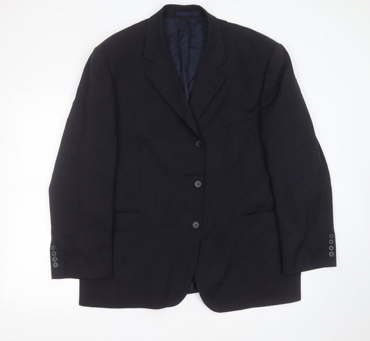 Centaur Traveller Mens Blue Striped Wool Jacket Suit Jacket Size 46