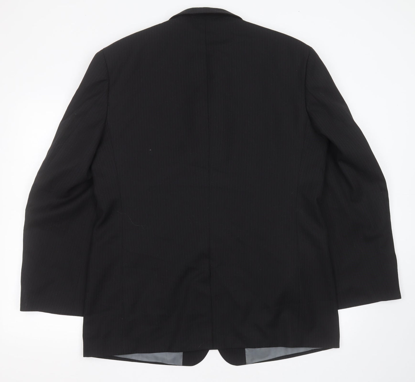 Genesis Mens Black Striped Polyester Jacket Suit Jacket Size 44