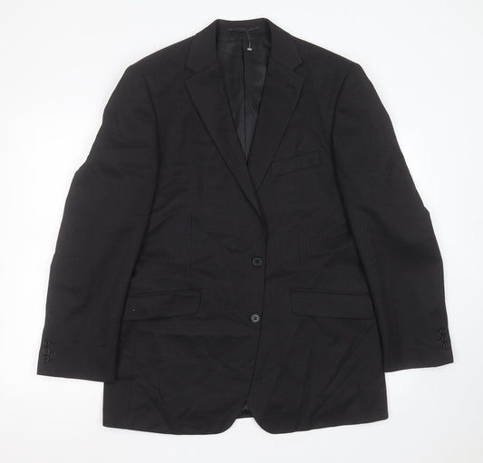 karl jackson Mens Black Striped Polyester Jacket Suit Jacket Size 42