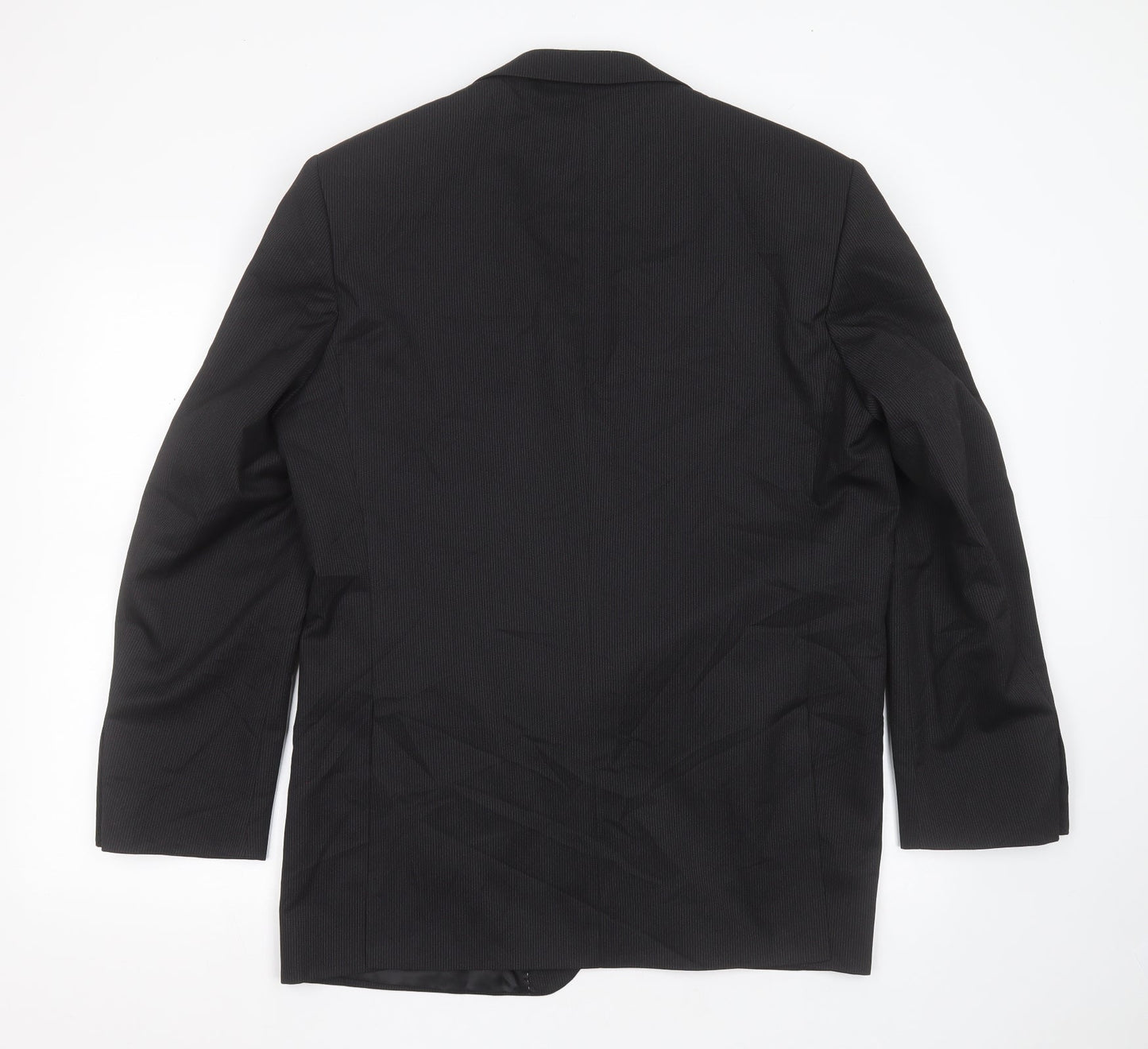 karl jackson Mens Black Striped Polyester Jacket Suit Jacket Size 42