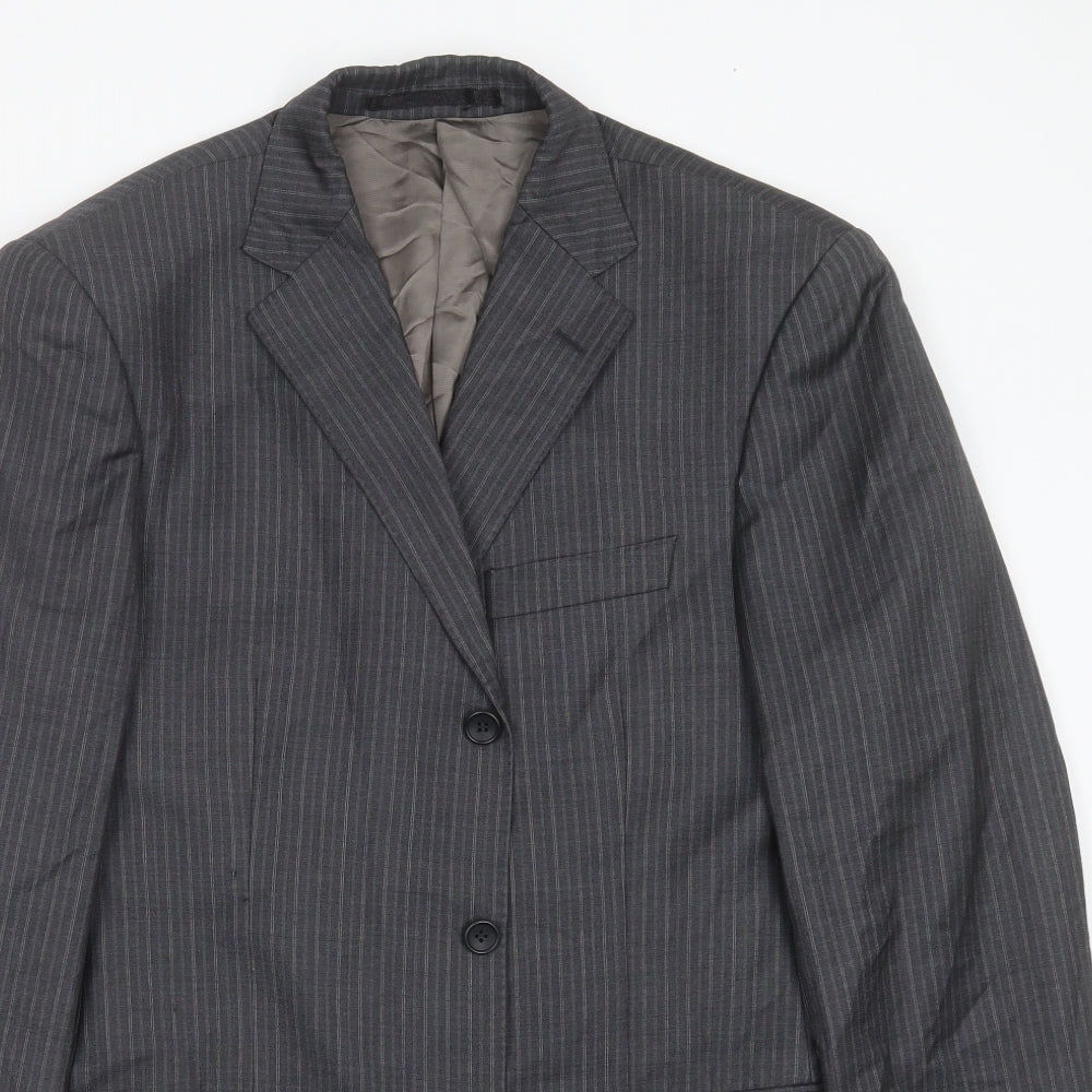 Marks and Spencer Mens Grey Striped Wool Jacket Suit Jacket Size 38