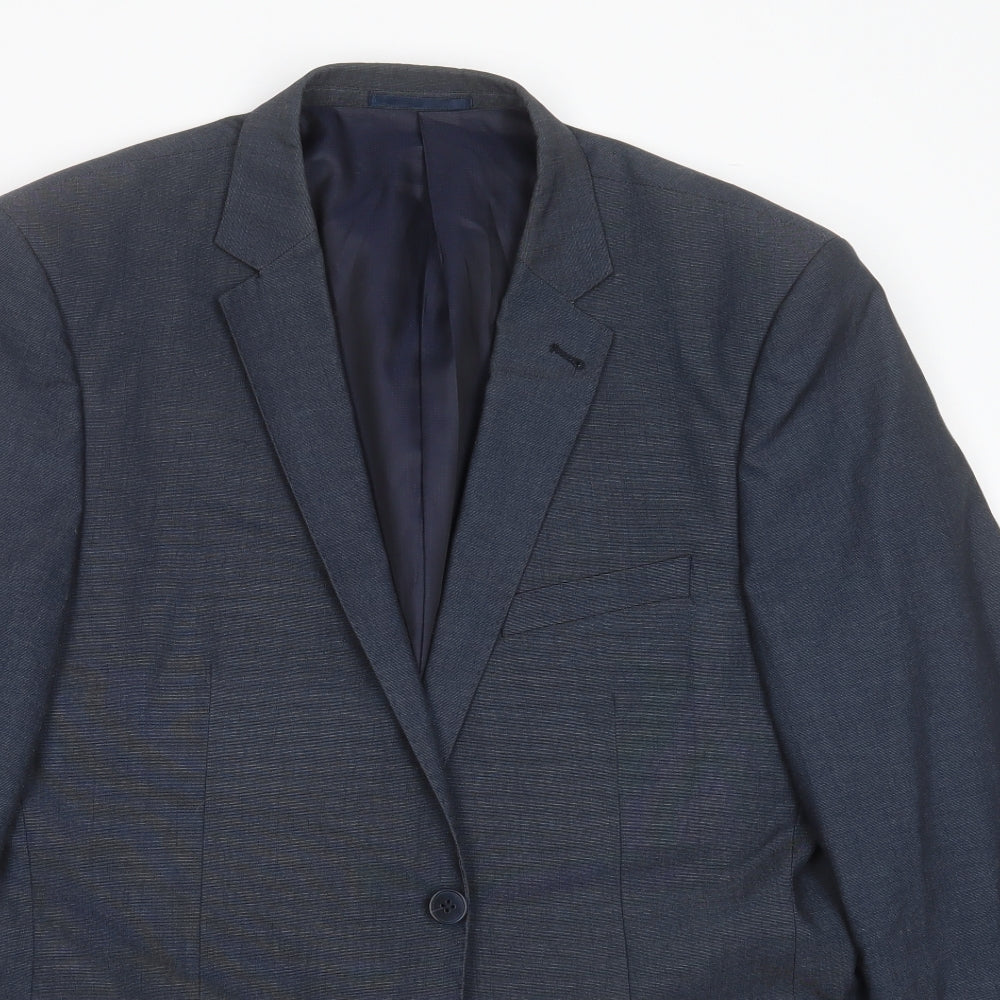 F&F Mens Blue  Polyester Jacket Suit Jacket Size 42