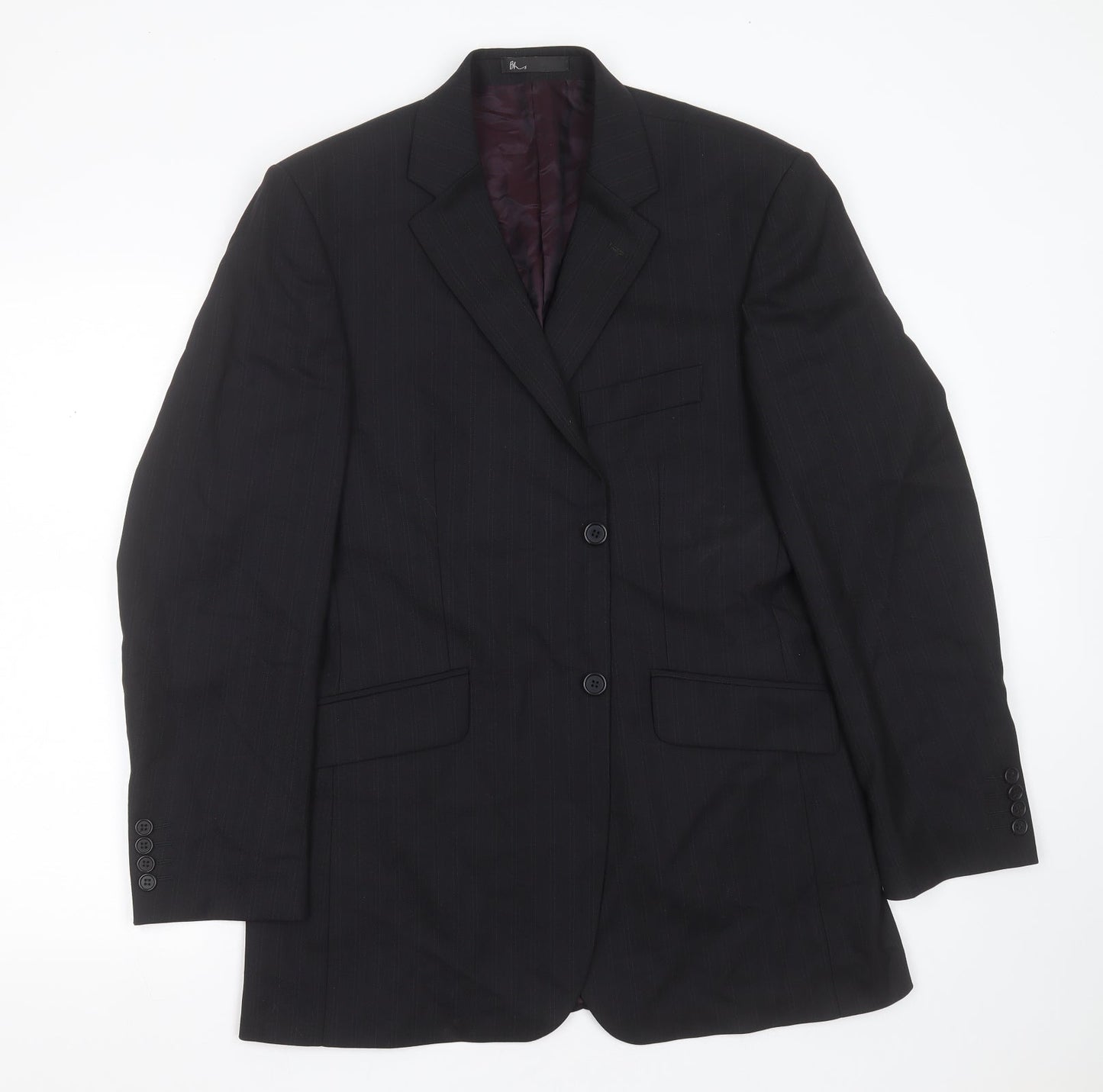Burton Mens Black Striped Polyester Jacket Suit Jacket Size 40