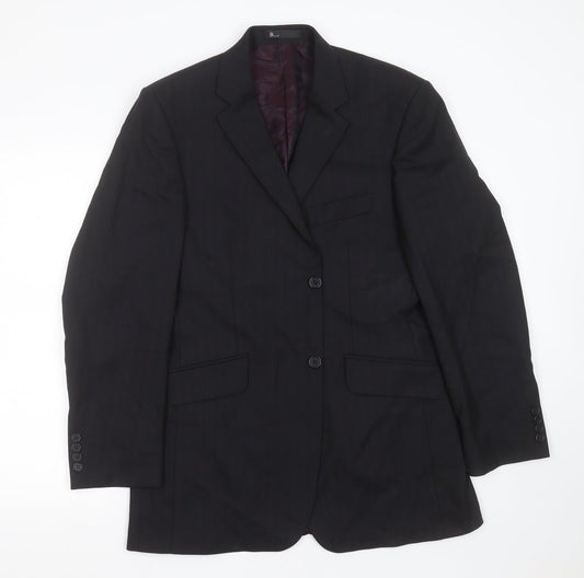 Burton Mens Black Striped Polyester Jacket Suit Jacket Size 40