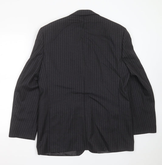 LABEL Mens Grey Striped Wool Jacket Suit Jacket Size 42