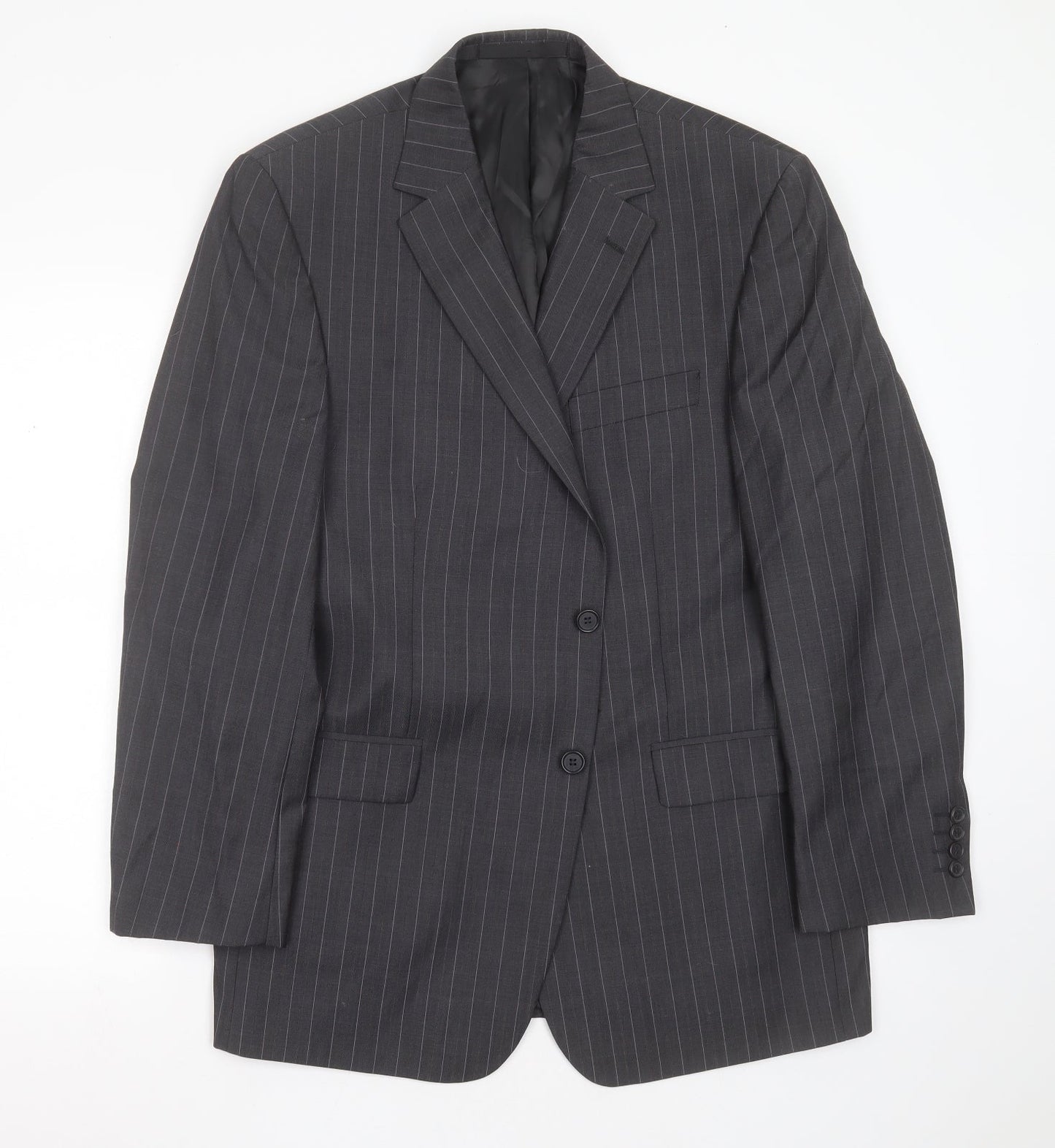 Marks and Spencer Mens Grey Striped Wool Jacket Suit Jacket Size 42