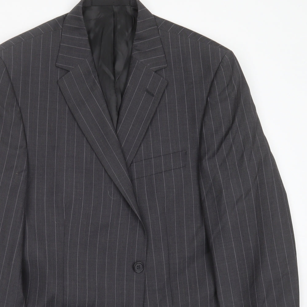 Marks and Spencer Mens Grey Striped Wool Jacket Suit Jacket Size 42