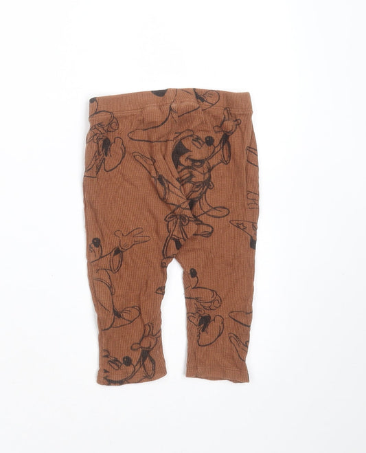 Zara Baby Brown  Cotton  Leggings Size 12-18 Months   - Mickey mouse