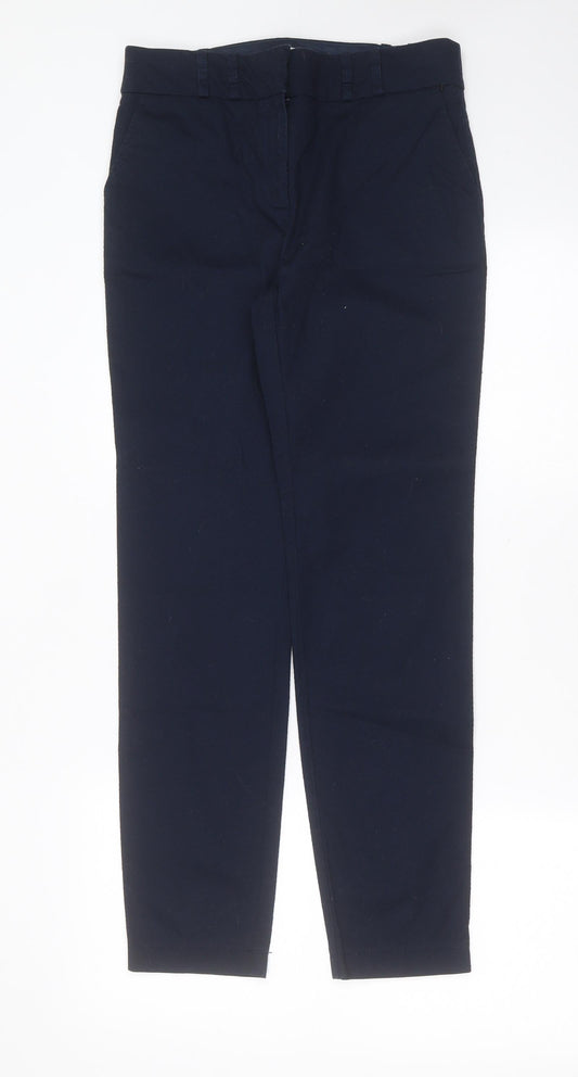 NEXT Womens Blue Geometric Cotton Trousers  Size 8 L28 in Regular