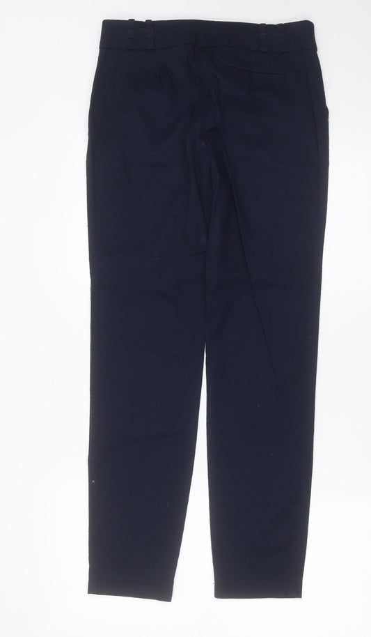 NEXT Womens Blue Geometric Cotton Trousers  Size 8 L28 in Regular
