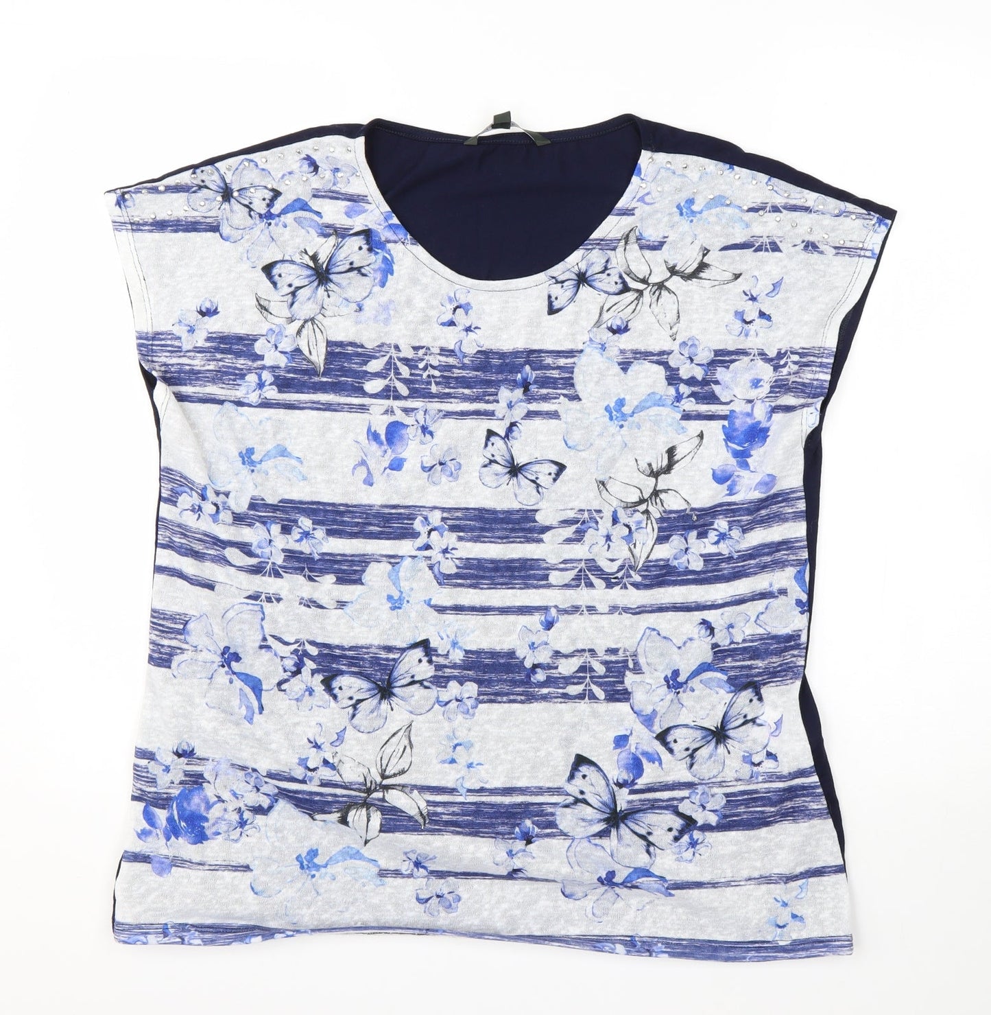 Love Tees Womens Multicoloured Floral Polyester Basic T-Shirt Size 16 Round Neck