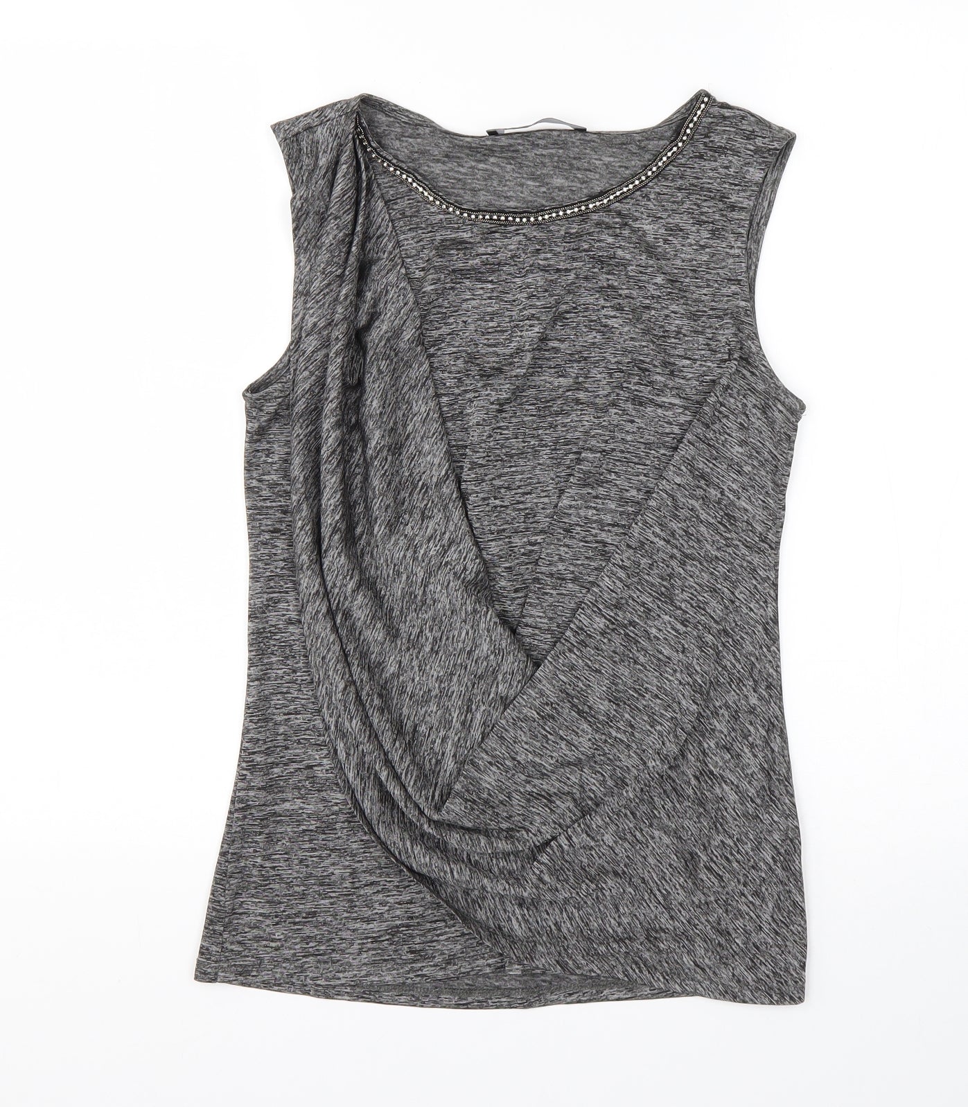 Very Womens Grey  Viscose Basic Tank Size 12 Round Neck