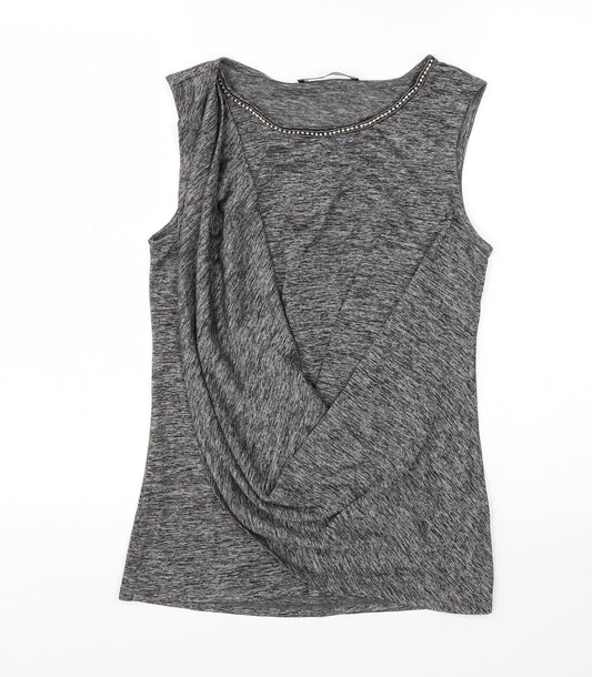 Very Womens Grey  Viscose Basic Tank Size 12 Round Neck