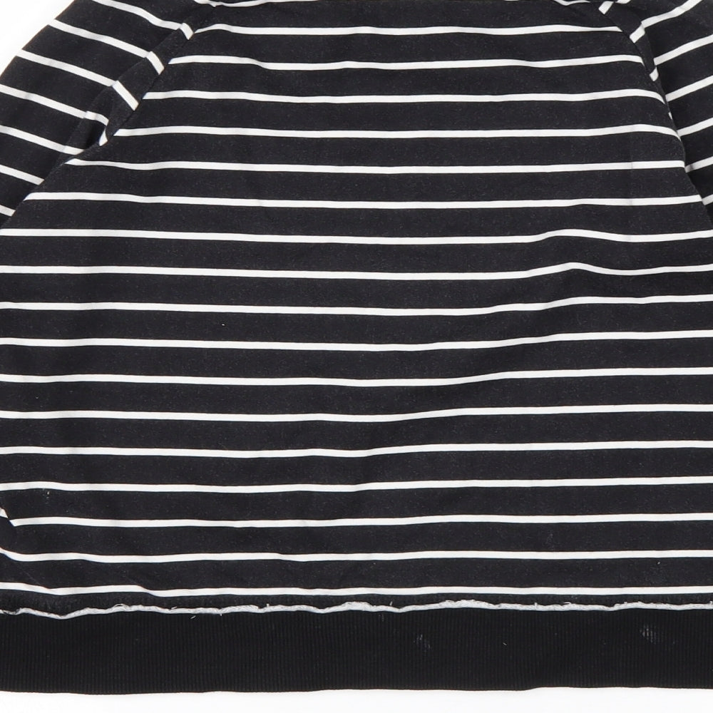 H&M Girls Black Striped Cotton Pullover Sweatshirt Size 9-10 Years