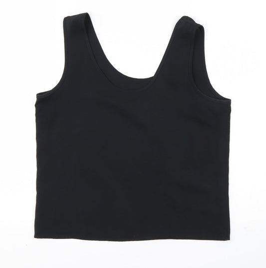 St Michael Womens Black  Polyester Basic Tank Size 12 Round Neck