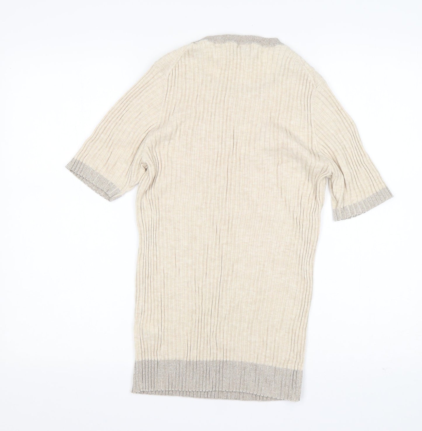 NEXT Womens Beige Round Neck  Cotton Pullover Jumper Size 16