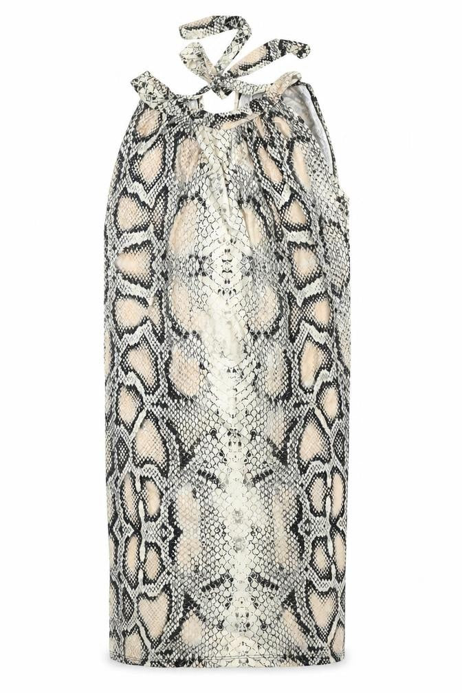 Preworn Womens Multicoloured Animal Print Polyester Pencil Dress  One Size  Halter  - soft, summer