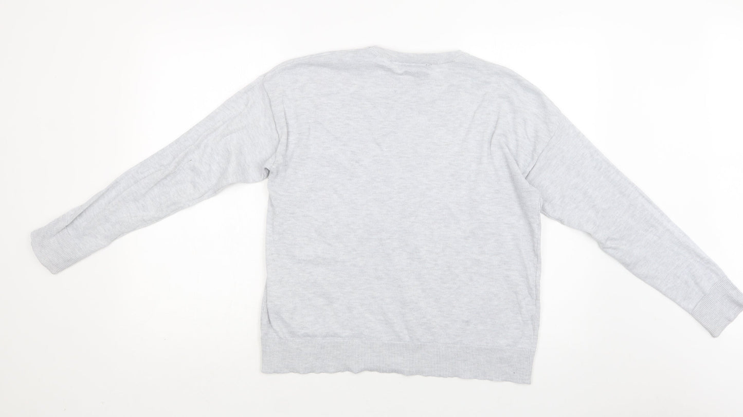 New Look Womens Grey Crew Neck  Polyester Pullover Jumper Size M