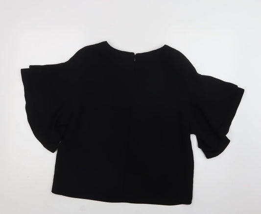H&M Womens Black  Polyester Basic Blouse Size S Round Neck