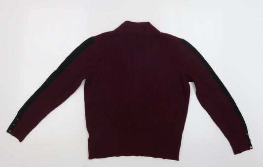 M7S Womens Purple Mock Neck  Viscose Pullover Jumper Size 16